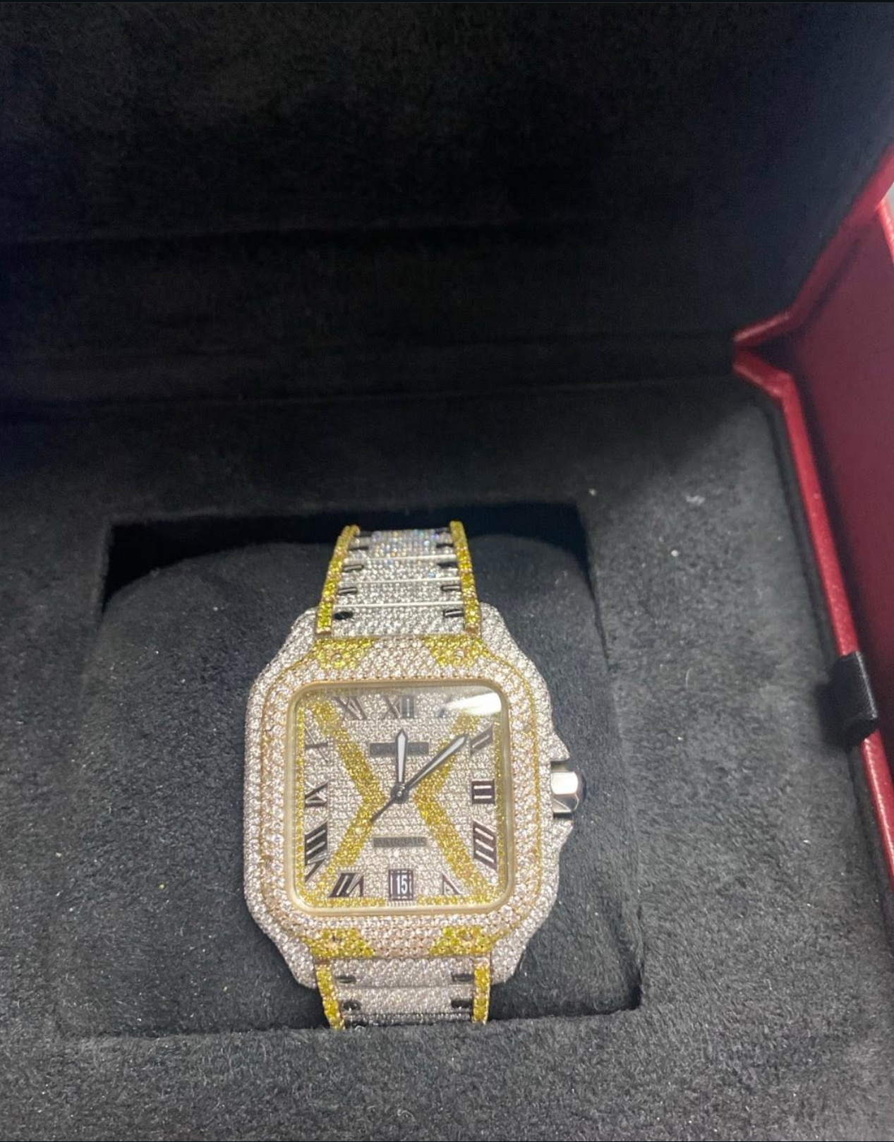 Iced-out luxury watch